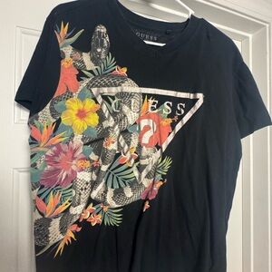 Guess Black T-Shirt with Graphic Design